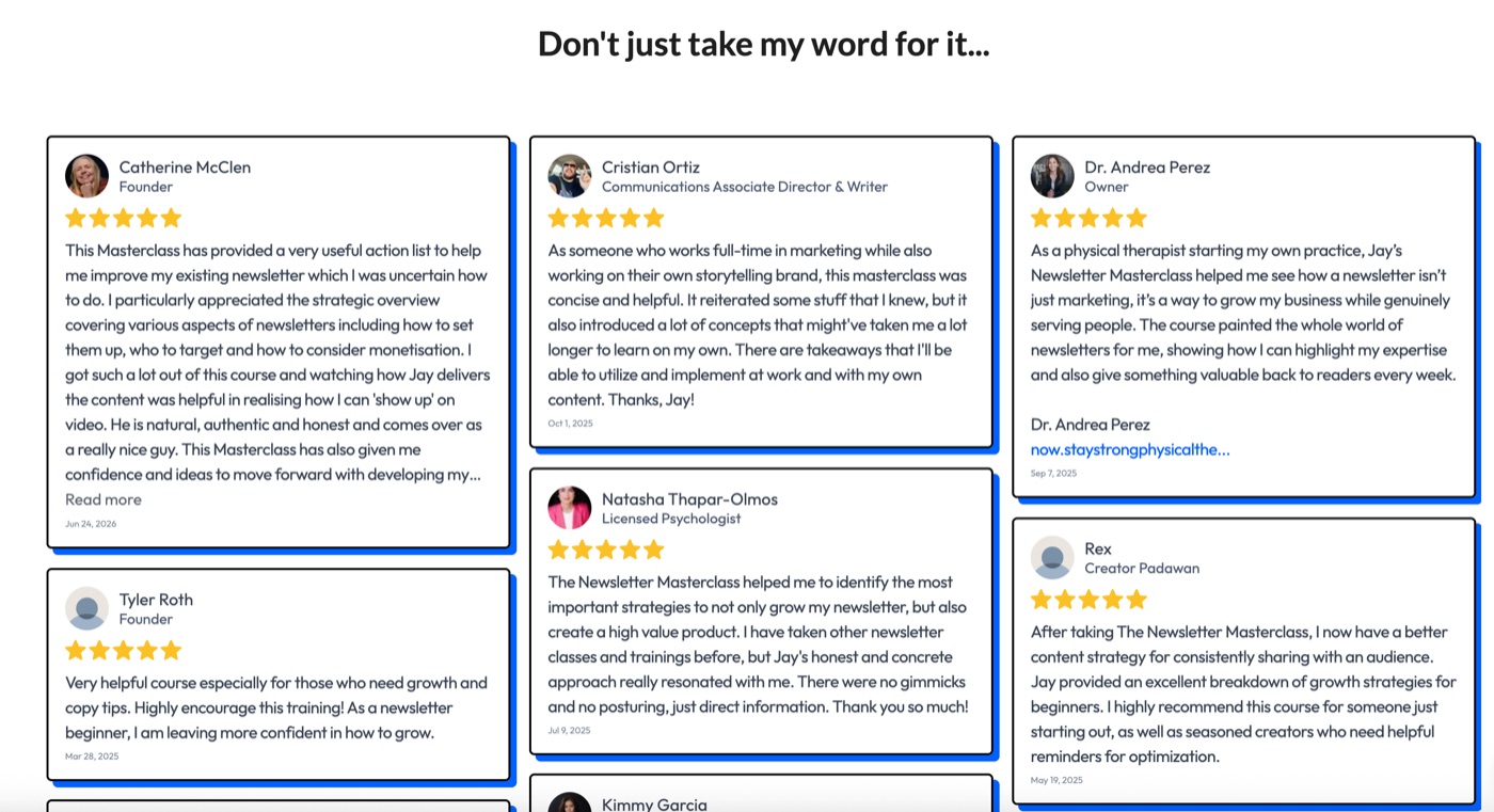 A customer's Wall of Love embedded on their site